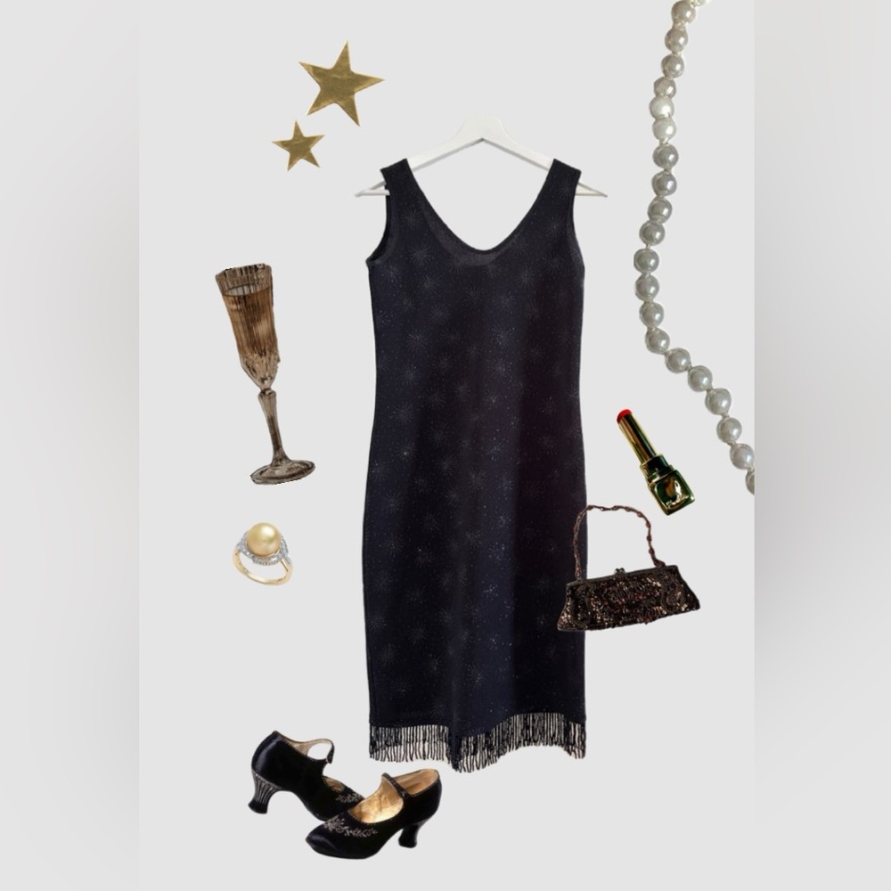 Vintage 90s Sparkly Beaded Fringe Dress – Made in Canada - Picture 11 of 11